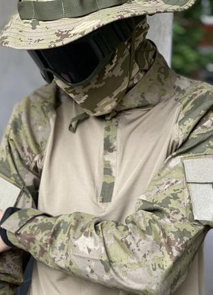 Рубашка мужская военная тактическая с липучками под шевроны ВС...