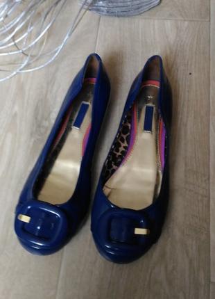 Туфли балетки Next синие, цета электрик, лаковые, размер 37