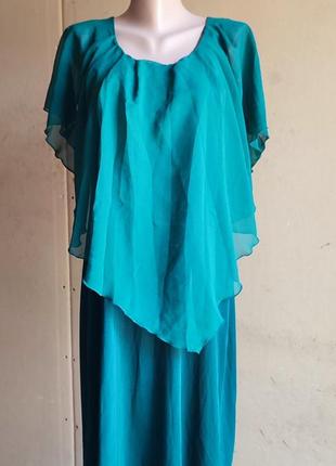 Легкое нарядное женское платье без рукавов зеленый размер 52