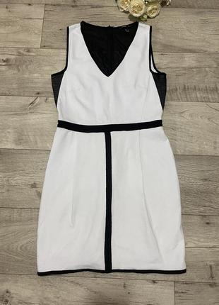Базовое платье, деловое черно-белое платье mango, р.l
