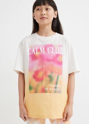 Майка футболка нова підліткова біла легка стильна calm club h&m