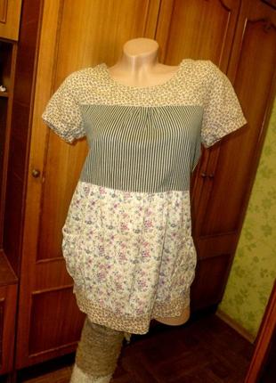 Натуральное коттоновое платье на девочку 8-10 лет с карманами