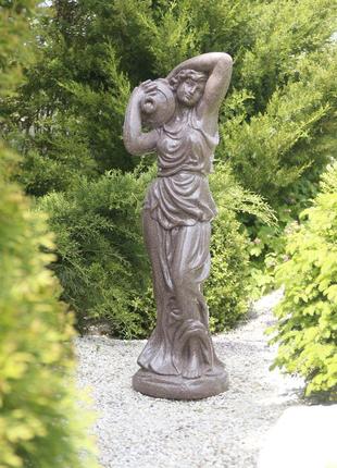 Садова скульптура Дама зі глечиком червоний граніт 84х23х29 см...