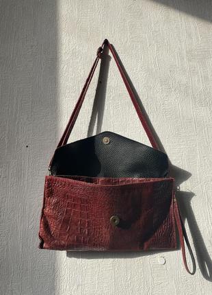 Бордова сумка клатч зі зміїної шкіри genuine leather borse in ...