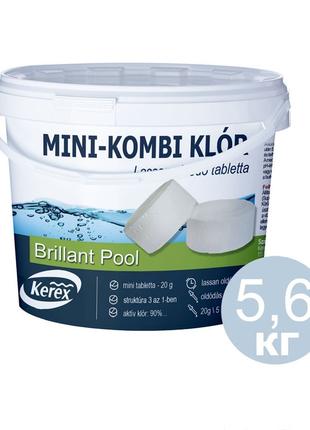 Таблетки для очистки бассейна MINI «Комби хлор 3 в 1» Kerex 80...