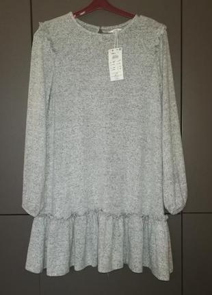 Теплое платье серый меланж 164 р reserved