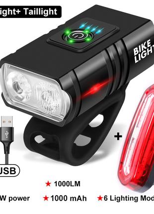 Велофара передний фонарь на велосипед Bike Light USB + стоп