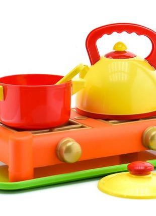 Детская игрушечная газовая плита с посудой 70408