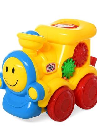 Каталка детская паровозик  0373mr с трещёткой (желтый)