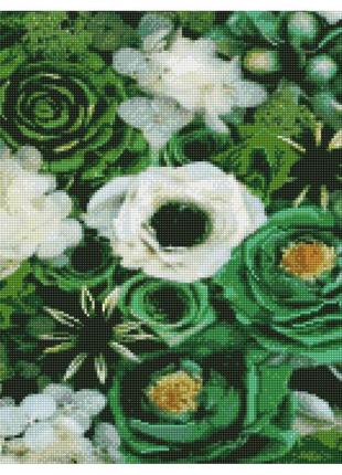 Алмазная мозаика зеленые оттенки цветов 50х50 ga0001