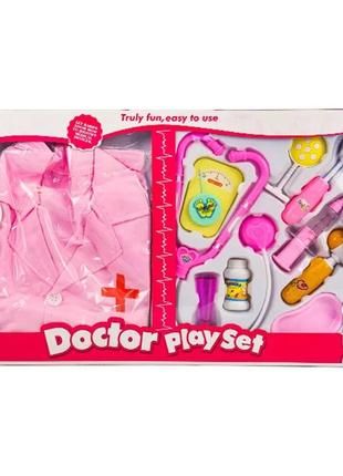 Детский игровой набор доктор с халатом 9901-18, 2 вида (розовый)