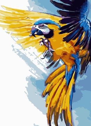 Картина по номерам strateg премиум желто-синий попугай с лаком...