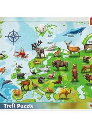 Пазл "карта европы с животными", 25 элем.