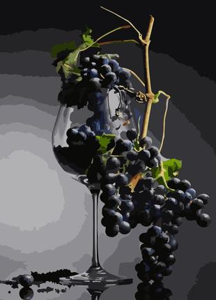 Картина по номерам strateg премиум бокал винограда с лаком и у...