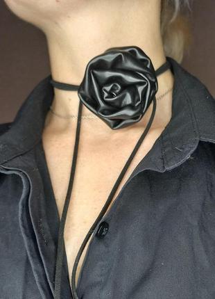 Трендовый чокер, подвеска цветок, подвеска роза, роза на шею, ...