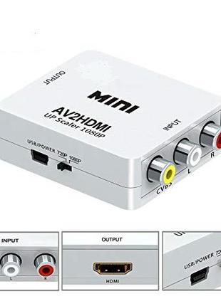 Конвертер AV RCA to HDMI тюльпан переходник, адаптер AV2HDMI, ...