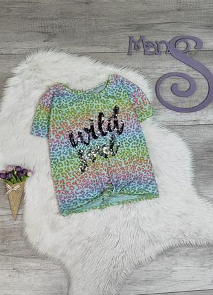 Детская футболка yek для девочки с разноцветным леопардовым пр...