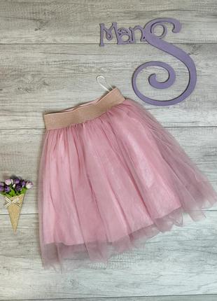 Детская юбка фатин для девочки розового цвета размер 140