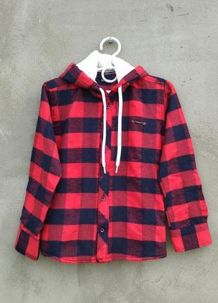 Куртка-рубашка в клетку красно-черная 5-8 лет