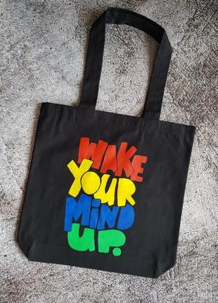 Еко торба з ручним розписом wake your mind up