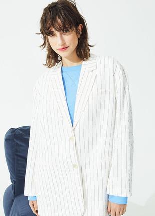 1, Летний Прямой однобортный пиджак оверсайз Размер М H&M; бле...