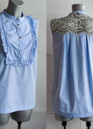 Блуза  twinset блакитного кольору з мереживом