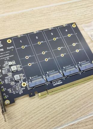 Плата расширения PCIe x16 для SSD M.2 NVME для четырёх дисков