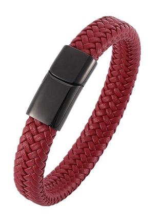 Мужской кожаный браслет Primo Rock Lux 22 - Red