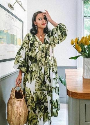 Сукня міді h&m  з тропічним принтом