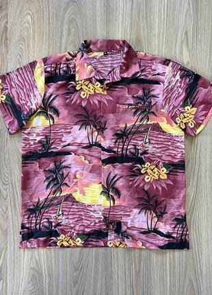 Мужская быстросохнущая рубашка гавайка с цветочным принтом casual