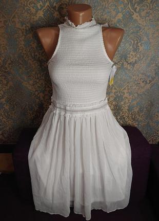 Красивое белое платье сарафан пышная юбка р.xs сша