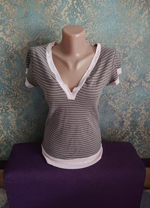 Женская футболка с трикотажными манжетами хлопок р.44/46 блузк...