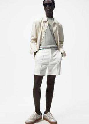Снижка ❤️ zara новая коллекция белые коттоновые шорты со стиль...