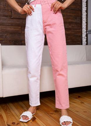 Літні жіночі джинси МОМ біло-рожевого кольору 164R426