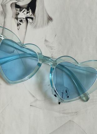 Женские очки солнцезащитные в форме сердца Голубой прозрачный