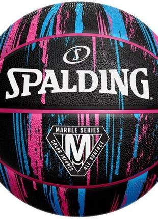 Мяч баскетбольный Spalding Marble Series голубой, розовый, чер...