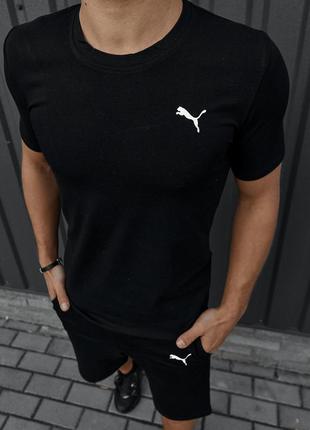 Комплект puma футболка чорна + шорти