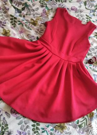 Красное платье, платье, сарафан с юбкой "колокольчик"