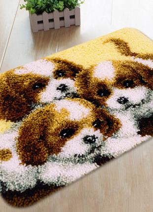 Набор для ковровой вышивки коврик щенки (основа-канва, нитки, ...