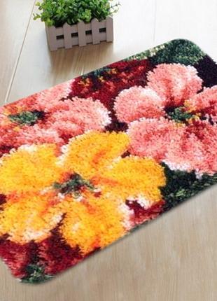 Набор для ковровой вышивки коврик цветы (основа-канва, нитки, ...
