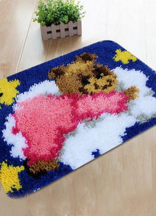 Набор для ковровой вышивки коврик мишка в розовом (основа-канв...