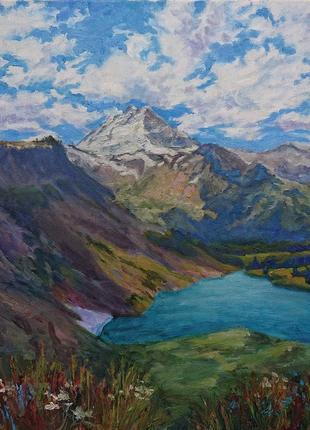 Горный пейзаж горный пейзаж озеро в горах картина маслом