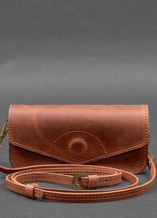 Кожаная сумка-футляр для очков (мини-сумка) светло-коричневая ...