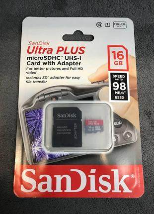 SanDisk Ultra PLUS microSDXC UHS-I 16GB Class 10 + SD-adapter