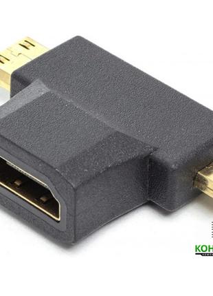 Перехідник HDMI (F) - mini HDMI (M) / micro HDMI (M) Black