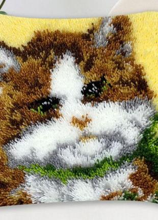 Набор для ковровой вышивки Подушка кот (наволочка с канвой, ни...