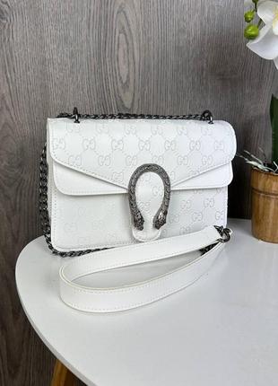 Женская мини сумочка клатч в стиле гучи белая