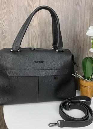 Женская сумка большая вместительная эко кожа черная