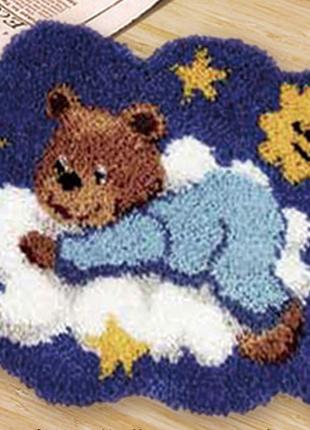 Набор для ковровой вышивки коврик мишка в голубом (основа-канв...