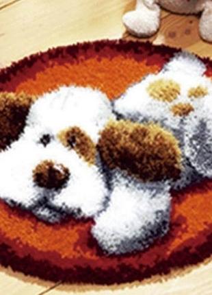 Набор для ковровой вышивки коврик собака щенок (основа-канва, ...
